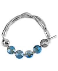 By any stretch, this bracelet from Kenneth Cole New York exudes style. Crafted from silver-tone mixed metal, half of the bracelet features blue and silver-tone glass beads for a stylish touch. Approximate length: 7-1/2 inches.