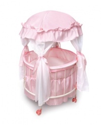 Badger Basket Royal Pavilion Round Doll Crib with Canopy and Bedding