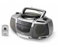 Coby Portable CD/Radio/Stereo Cassette Player/Recorder with Remote Control CXCD250, Silver