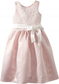 Us Angels Girls 2-6X Lace Overlay with Satin Skirt, Ivory/Blush Pink, 4