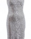 Lauren By Ralph Lauren Silver Shine Sequin Sleeveless Sheath Cocktail Dress 8