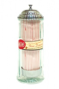 Tablecraft 11-in. Diner Collection Old Fashioned Straw Dispenser  W/Straws - Chrome Top