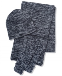 This warm hat, scarf and glove set by American Rag will look good with any style and color coat.