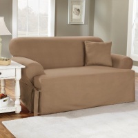 Sure Fit 139727269B_L-CLRET Duck Solid T-Cushion Loveseat Slipcover, Claret