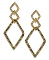 Diamond shapes can be your best friend with these earrings from INC International Concepts. Crafted from 12k gold-plated mixed metal and featuring hematite and glass accents, the diamond shapes come in threes, giving you more to appreciate. Approximate drop: 3 inches.