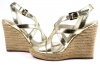 Michael Kors Palm Beach Espadrille Womens Size 7.5 Gold Wedge Sandals Shoes