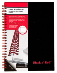 Black n' Red Twin Wire Hardcover Notebook, 8-1/4 x 5-7/8 Inches, Black, 70 sheets (L67000)