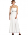 BCBGMAXAZRIA Women's Amber Cascade Strapless Long Gown, White, 12