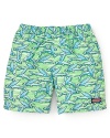 School's out for the summer with these cool trunks from Vineyard Vines, featuring swarms of flying fish for modern graphic appeal.