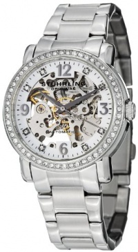 Stuhrling Original Women's 531L.11112 Classic Delphi Canterbury Automatic Skeleton Swarovski Crystal Accented Silver Dial Watch