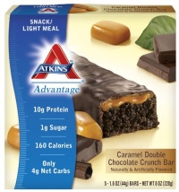 Atkins Advantage Caramel Bars, Double Chocolate Crunch, 5-Count, 1.6-Ounce Bars (Pack of 3)