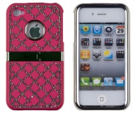 DandyCase Hot Pink Diamond Kickstand Case for Apple iPhone 4, 4S (AT&T, Verizon, Sprint) - Includes 24/7 Cases Microfiber Cleaning Cloth