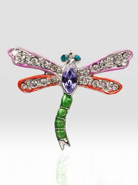 From the Pins Collection, add a glimmering flourish to any outfit wit the Emily Dragonfly Pin.Enamel and crystalSilvertoneHandmade, hand-enameled and hand-set1L X 1.5WImported