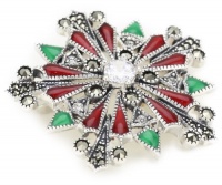 Judith Jack Winter Sparkle Sterling Silver, Marcasite and Enamel Giftable Snowflake Brooch