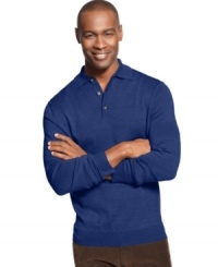 Layered or alone, this polo-style wool-blend sweater from Club Room will be a constant in your comfortable office-style rotation.