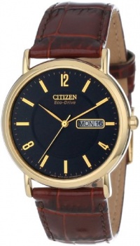 Citizen Men's BM8242-08E Eco-Drive Gold-Tone Leather Watch