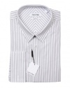 Calvin Klein Mens White Striped French Cuff Cotton Dress Shirt