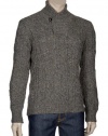 Vince Mens Rib-Knit Shawl Sweater Large L Suede Elbow Patches Gray