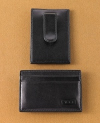 Streamline your essentials with the slimmer design of this two-in-one card case with money clip in smooth leather from Tumi.