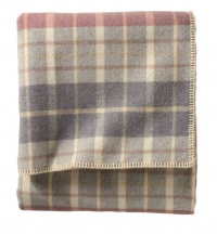 Pendleton Eco-Wise Wool Washable Queen Plaid Blanket, Blush/Grey