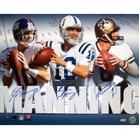 NFL New York Giants Archie, Eli & Peyton Manning Triple Signed Collage 16x20 Photograph