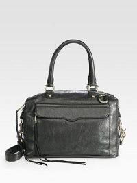 This classic and iconic style made in luxurious leather is perfect for all your essentials.Double top handles, 7½ dropDetachable shoulder strap, 19 dropTop zip closureProtective metal feetOne outside zip pocket under flapOne inside zip pocketTwo inside open pocketsCotton lining12½W X 7½H X 6½DImported