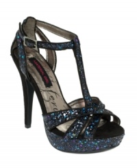 Glitter glamour. The Harte T-Strap platform sandals from Material Girl add a touch of flair to your favorite look.