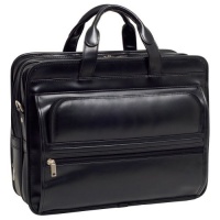 McKleinUSA ELSTON 86485 Black Leather Double Compartment Laptop Case