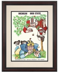 The Big Ten rivalry lives on. In their 1968 duel at Ohio State, the Wolverines succumbed to the Buckeyes just as the game day program predicted. The final score? Ohio State: 50; Michigan: 14. Remember it fondly with this restored cover art.