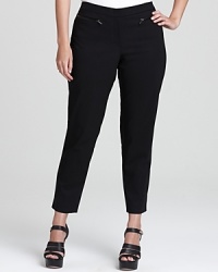 Faux leather trim and bullish zip pockets infuse these DKNYC Plus pants with real modern edge. Team with with sky-high heels for a tough take on femininity.