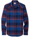 With a stylish slim fit, this Lucky Brands Jeans flannel button down shirt has a look that will make you yell  yeehaw!