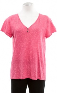 Eileen Fisher Rose Linen Cotton Slub V-Neck Boxy Short Sleeve Shirt Top Small