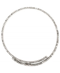 Sleek and stylish. Nine West's coil collar necklace is crafted from silver-tone mixed metal with glass crystal stones adding a sparkling element. Approximate length: 16 inches.