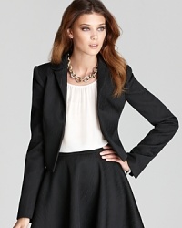 This chic Rachel Zoe bolero jacket tops off your look with polish and poise. Teamed with a pleated skirt, you have the ultimate winning combination for the office.