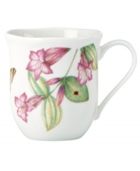 Grow your garden. Butterfly Meadow Bloom mugs from Lenox feature the sturdy, scalloped porcelain of original Butterfly Meadow dinnerware but with a variety of fresh new floral motifs.