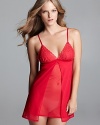 With luxe lace cups and a sheer bodice, this OnGossamer nightie is on-trend for the boudoir.