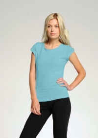 Alo W1004 Ladies' 5.4 oz. Short-Sleeve Bamboo T-Shirt - Aqua/White - S