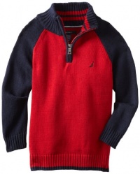 Nautica Sportswear Kids Boys 2-7 One-Fourth Zip Baseball Sleeve Sweater