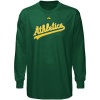 MLB Majestic Oakland Athletics Green Wordmark Long Sleeve T-shirt