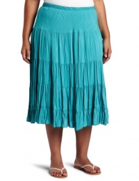 Karen Kane Women's Plus-Size Crushed Tiered Skirt, Turquoise, 2X