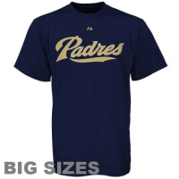 MLB Majestic San Diego Padres Navy Blue Team Logo Big Sizes T-shirt