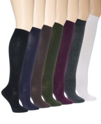 Add a pop of color and comfort to every step with these knit knee socks from Hue. Pair them with trousers or skirts for an instant hint of flair.