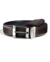 Smooth, pliable leather lends a soft sophisticated touch to any ensemble with this stitched Geoffrey Beene belt.