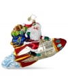 Out of this world. Santa spreads holiday cheer beyond the globe in Christopher Radko's Fly Me to the Moon ornament, featuring mouth-blown, hand-painted glass crafted with extraordinary detail.