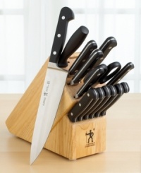 Cut to the chase! This all-inclusive cutlery set from Henckels contains the right tool for every job. Each classic knife is equipped with a high-carbon, stainless steel blade skillfully forged and hand honed for perfect balance and long life. Limited lifetime warranty.