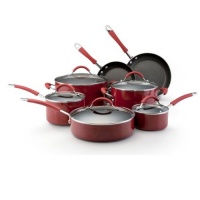 KitchenAid Porcelain Enamel Nonstick 12-Piece Cookware Set, Red