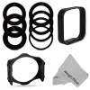 Square Filter Kit Compatible with Cokin P Series - Includes: 52, 55, 58, 62, 67, 72, 77MM Adapter Rings + Square Filter Holder + Square Lens Hood + Premium MagicFiber Microfiber Cleaning Cloth