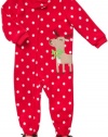 Carter's Boys and Girls Winter Reindeer Fleece Footed Pajamas (6 Months, Girls- Polka)