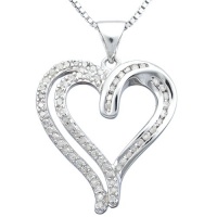 Sterling Silver Diamond Heart Pendant Necklace (1/3 cttw, I-J Color, I2-I3 Clarity), 18