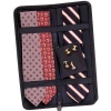 Travel Tie Case Holds 6 Neck Ties w/ Accessory Pocket Black Ramie - Household Essentials 06704